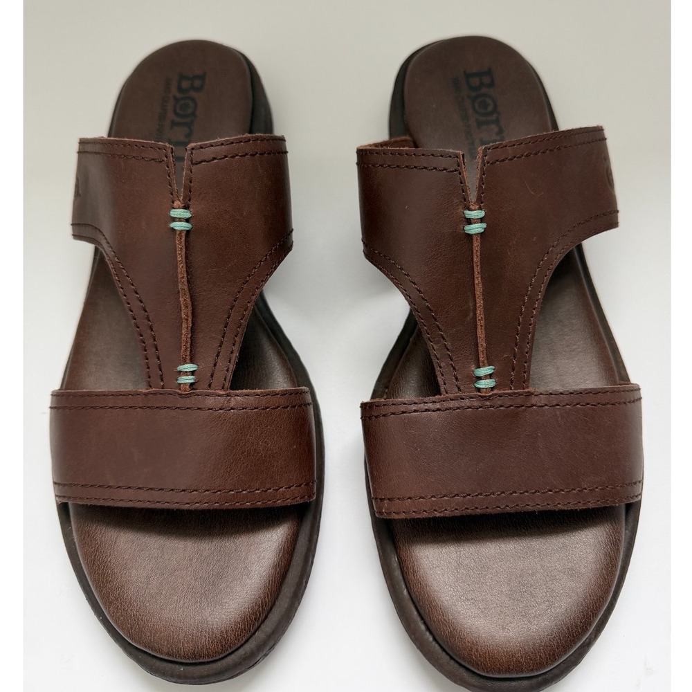 Born Brown Leather Sandals Womens Slip On Comfort Casual Walking Size 9